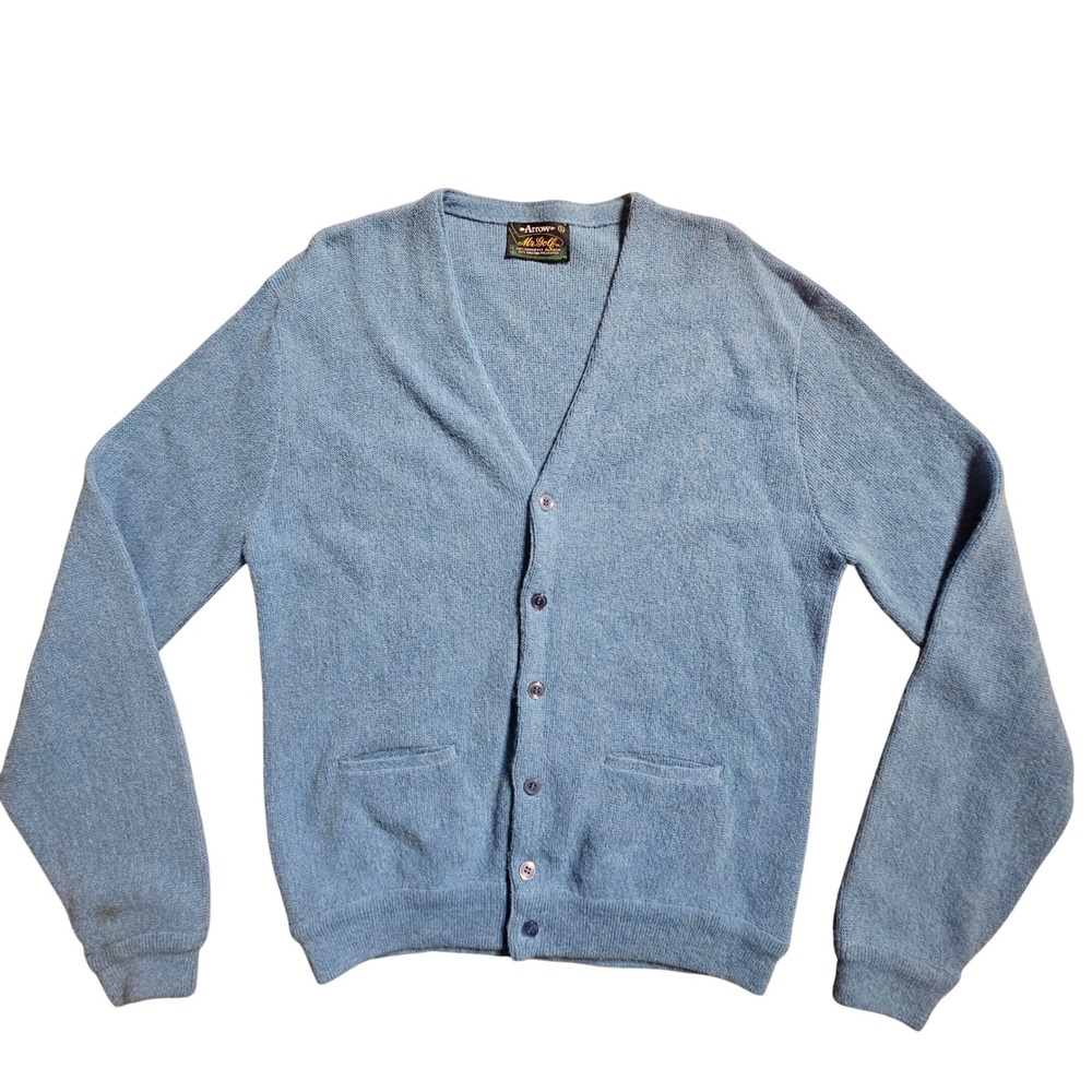 Vintage Arrow Mr. Golf‎ Alpaca Blend Cardigan Sweater L Dadcore Old Money Retro
